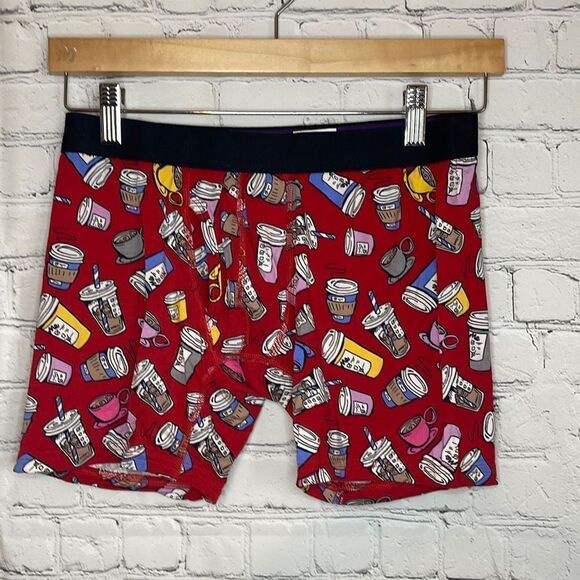Meundies Red Coffee Mens Boxer Briefs size medium New no tags - Picture 1 of 4